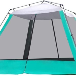 5-8 Person Camping Tent Pop Up Tent with Zipped Double Door and Carrying Bag Instant Family Tent for Outdoor Camping, Fishing, BBQ (Blue 305x305x210cm) (Green 305x305x210cm)