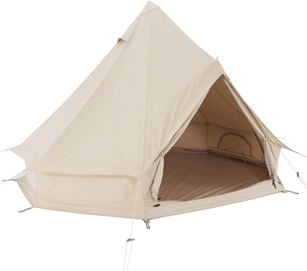 Large Camping Tent Bell Tent with Stove Hole Cotton Canvas Tents Yurt Tent 4 Season Indian Tent for Family Camping Outdoor Hunting (Cotton 5M) (Cotton 5M)