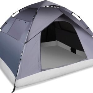 1/2/3/4 Person Pop-Up Camping Tent, Instant Setup Family Tent with Double Layer & Large Mesh Windows, Portable for Hiking, Backpacking & Outdoor Adventures, Waterproof & Windproof