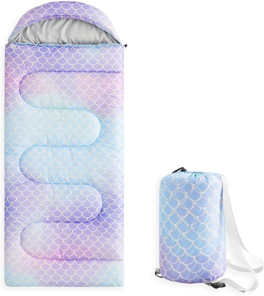 Kids Sleeping Bag for Girls Toddlers, Camping in Warm Cold Weather, Backpacking Lightweight Compact Outdoor Liner for 3 Seasons Summer Spring Fall