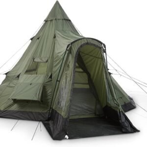 Deluxe Teepee Tent 14' x 14' for Adults Outdoor Camping 6-Person Instant Easy Set-Up Waterproof Shell 4-Season Family Tents for Backpacking, Hiking