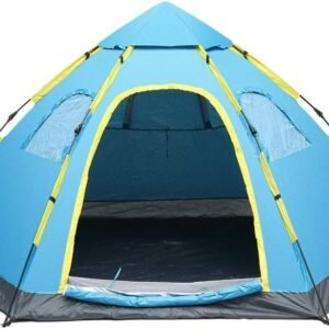 Dome Light Camping Tent UV-Protective Tent 5-8 People Family Outdoor Instant Camping Tent Automatic Pop Up Tent Beach Sunshade Canopy Portable Tent (Blue 120 x 94.5 x 57inch)