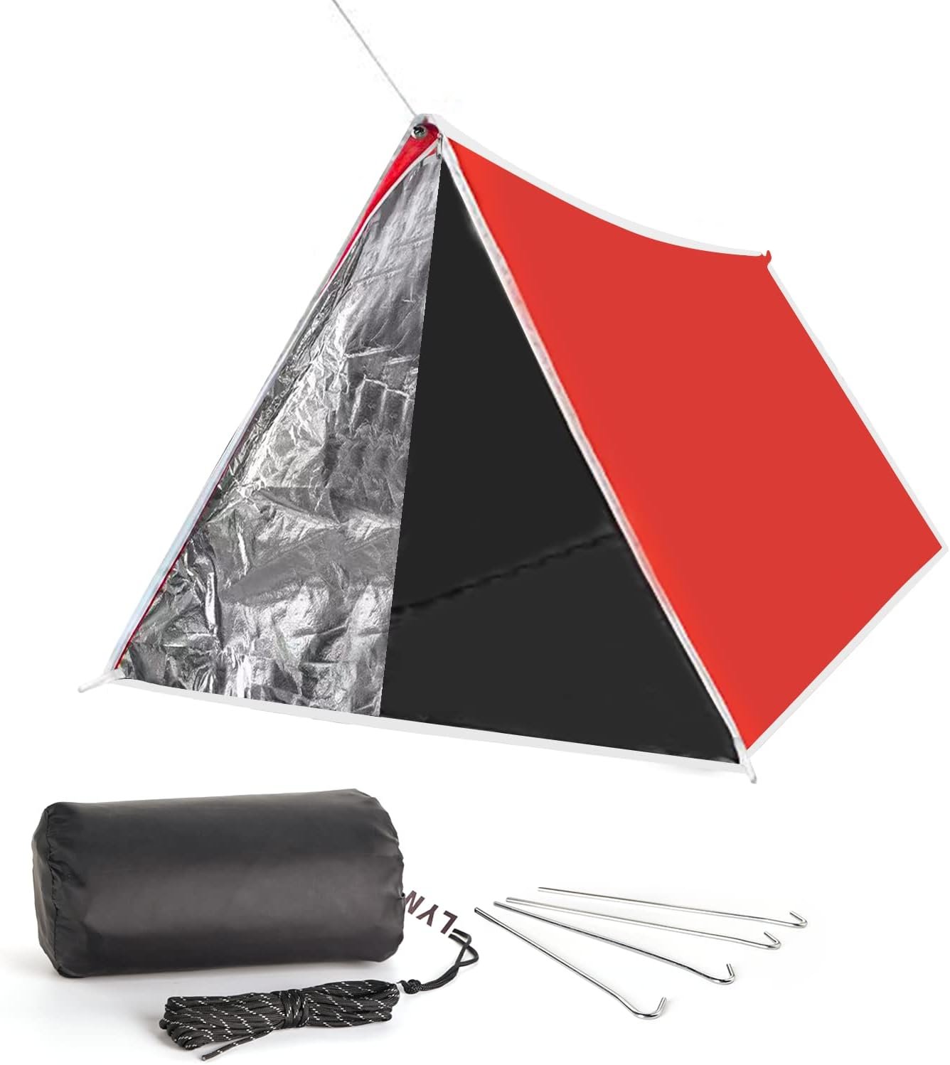 Extra Large Zipper Reusable Survival Emergency Shelter Tent,Thermal Waterproof Fireproof Lightweight Bugout, with Paracord✚Stake for Camping,First Aid,Hiking&Bushcraft