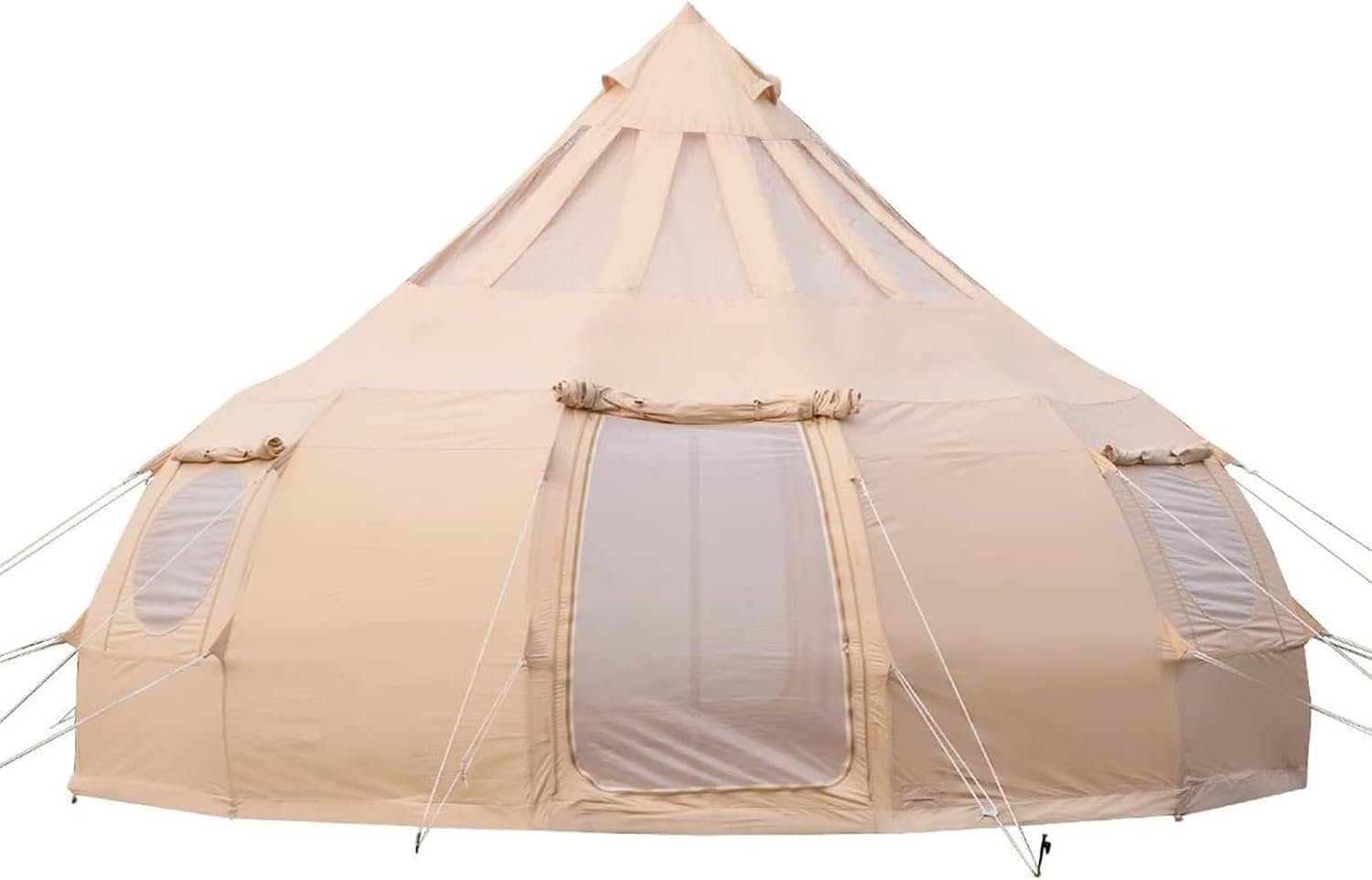 Cotton Canvas Family Camping Tent for 8-10 Person, 4 Season Glamping Tent, Hot Tent with Stove Yurt Tipi, Teepee Tent, 500x500x315cm, Beige