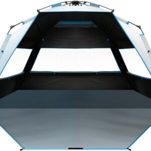 Beach Tent with Blackout Shelter Technology, Portable Beach Shade Sun Shelter Canopy for 4-6 Person with UPF 50+ UV Protection, Easy Setup Pop Up Tent Family Size
