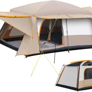 Camping Tent 4-6 Person, Double Layer, Multi-Room Family Cabin Tents with 3 Doors, Mesh Windows, Rainfly & Windproof, Large Waterpoof Tents for Outdoor Camping Hiking Picnic Gathering