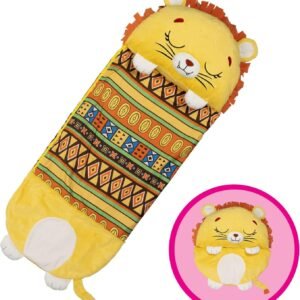 Pillow & Sleepy Sack- Comfy, Cozy, Compact, Super Soft, Warm, All Season, Sleeping Bag with Pillow- Lion (Medium)