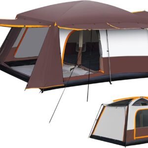 Camping Tent 4-6 Person, Double Layer, Multi-Room Family Cabin Tents with 3 Doors, Mesh Windows, Rainfly & Windproof, Large Waterpoof Tents for Outdoor Camping Hiking Picnic Gathering